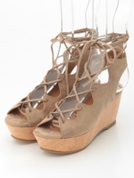 【abcdevol】レースアップサンダル/キャメルスエード