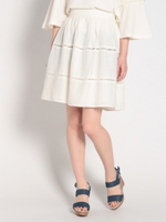 ハシゴレースタックギャザースカート/Off White