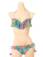 フラワー＆オウム3段フリル/オフホワイト