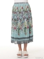 フラワージャングルプリントプリーツスカート/ブルー