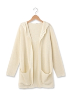 ラメ畦フーデッドニットカーディガン/ネイビー(093)