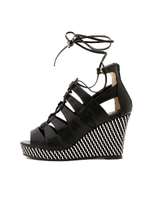 レースアップウェッジサンダル/ブラウン(050)