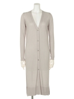 ワイドリブロングカーデ/ライトグレー