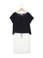 シアーボーダードッキングワンピース/カーキ(027)