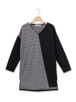 ◆バイアス配色チュニックワンピース/カーキ(527)