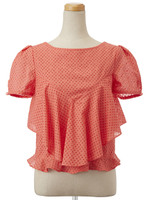 フロントビッグフレアレースブラウス/オレンジ