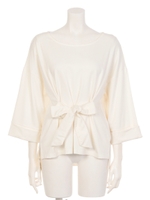 前リボンワイドスリーブ/アイボリー