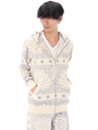 【AZUL by moussy】ミニ裏毛裏バンダナ柄ZIPパーカー/WHT