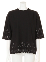 【CHILLE】スカラップパンチングチュニック/BK