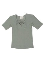 【Casual】テレコレースアップTee/カーキ