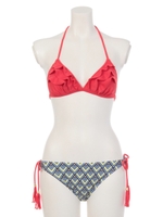 【LIFE】無地×ジオメ柄ビキニ/イエロー