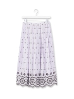 オリエンタル柄プリーツロングスカート/ライトパープル(181)