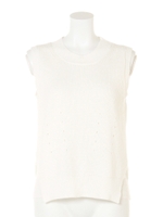 クルーネックノースリーブニット/ホワイト