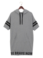 【売り切れ次第終了!!】裾ロゴ半袖パーカー/チュニック/オフホワイト