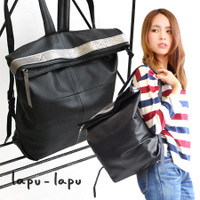 lapu-lapu（ラプラプ）Black×Silver カウレザーリュックサック