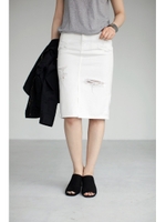 【AZUL by moussy】WHTデニムクラッシュタイトスカート/O/WHT