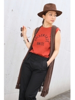 【AZUL by moussy】ガスコットンフリンジベスト/BRN