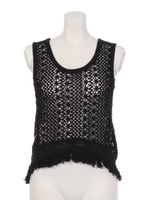 【Auntie Rosa】カギ編み裾フリンジTOPS/WHT