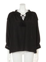 【Omekashi】テープ使いドルマンプルオーバー/ブラック