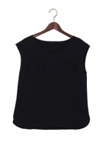 ●JOC PE/PU ポケット付き Vネック T ブラウス/Olive