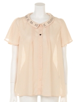 シアーギンガムスマイルブラウス/ネイビー