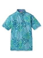 パッチワーク風フラワーポロシャツ/ホワイト(302)