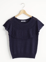 フリル柄編みプルオーバー/アイボリー