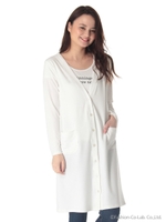 プリントT付きロング丈カーディガン/ブラック