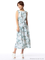 ヴィンテージフラワーリボンオールインワン/イエロー