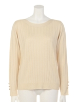 袖デザインリブトップス/オフホワイト