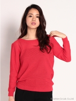 背中開きニット/レッド