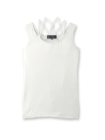 [L]クロスストラップラメタンクトップ/ライトグレー(011)