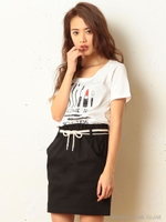 ウエストフリルタイトスカート/キャメル