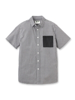 ギンガムチェック×メッシュシャツ/サックス(090)