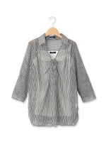 シアーストライプシャツ×キャミソールSET/ネイビー(393)