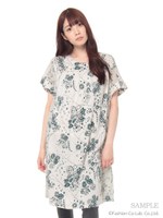 フロートドットフラワープリントＭＩＸワンピース/ブラック