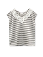 レースフリル衿マリンカットソー/レモンイエロー(331)