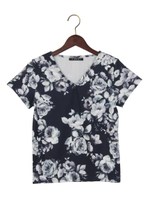 変わり織花柄プリント/T/コン