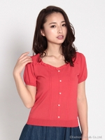 cuteフリルふわ袖ニット/ライトブルー