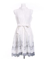 レース裾スカラップノースリシャツワンピース【2ndline】/ホワイト