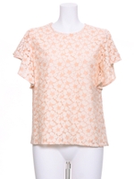 袖フリル総レーストップス/イエロー