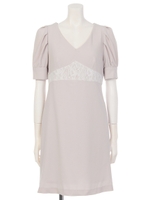 レース切替Ｖネックワンピース/ピンク