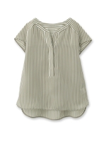 [L]シースルーストライプブラウス/ブラック(119)