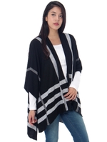 【AZUL ENCANTO】大チェック柄ポンチョ/柄BLK