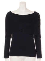 スヌードデザインニットプルオーバー/カーキ