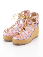 レースアップウエッジサンダル/シルバー