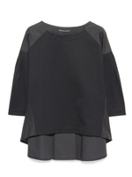 [Balcony and Bed]裏毛×バックシャツプルオーバー/BLK