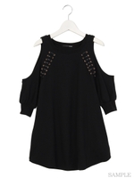 ショルダーカットワンピ/グレー