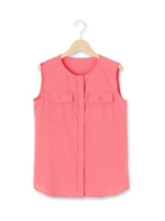 フラップポケットジョーゼットブラウス/アイボリー(004)