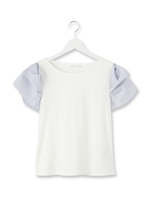 リボンデザイン袖カットソー/オリーブグリーン(026)